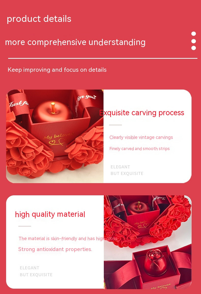 Valentine's Day Gift Soap Rose Gift Box Crystal Pendant Necklace