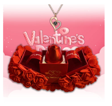 Valentine's Day Gift Soap Rose Gift Box Crystal Pendant Necklace